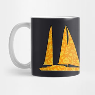 Sailing Yacht Boat Halloween Party Pumpkin Pattern Mug